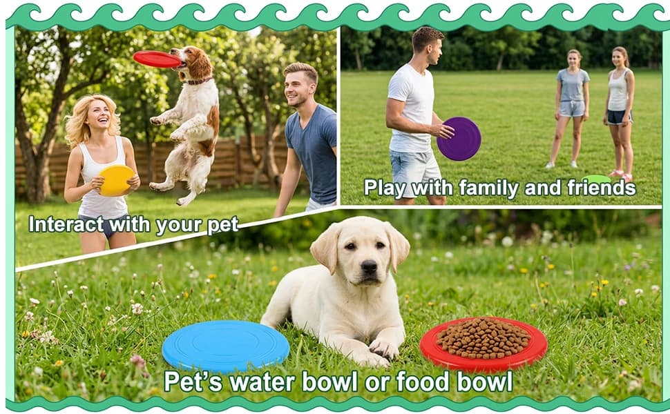 24pcs Pet Flying Disc 7 Inch Silicone Flying Disks Bulk for Dog Outdoor Backyard Lawn Sports — 6 Colors — product details