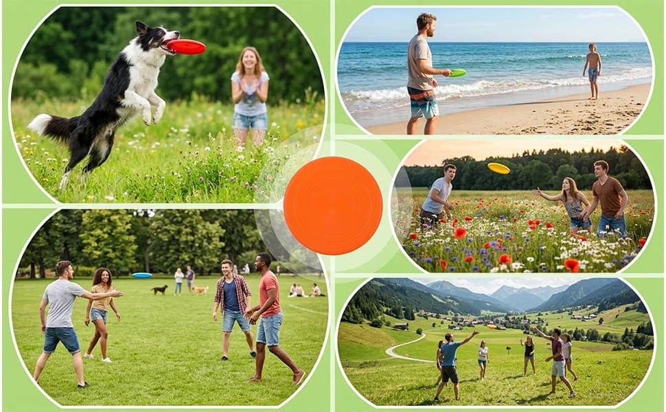 24pcs Pet Flying Disc 7 Inch Silicone Flying Disks Bulk for Dog Outdoor Backyard Lawn Sports — 6 Colors — product details