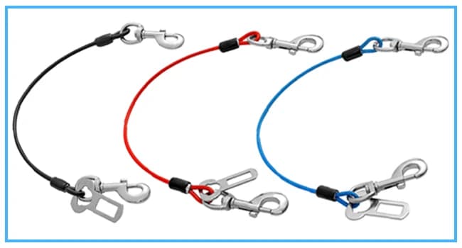 Dog Seat Belt Harness for Car,2pcs Dog Seatbelt of Coated Wire Leash Safety Restraint — Steel Wire Rope