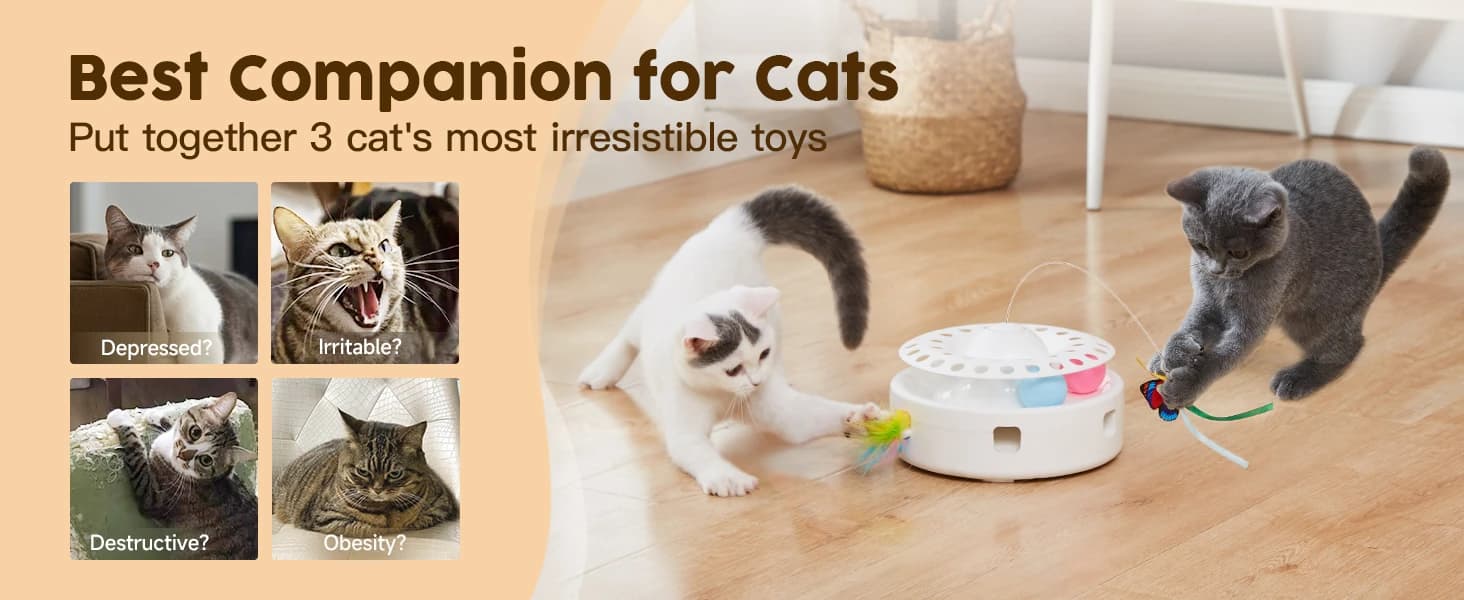 Cat Toys 3in1 Automatic Interactive Kitten Toy — Fluttering Butterfly — product details