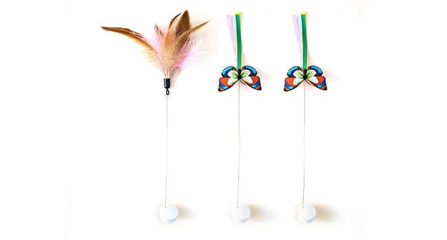 Cat Toys 3in1 Automatic Interactive Kitten Toy — Fluttering Butterfly — Butterfly and Shooting Feather Refills Available