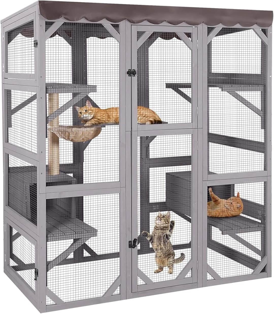 Cat House Window Outdoor Catio Cat Enclosures with 7 Platforms