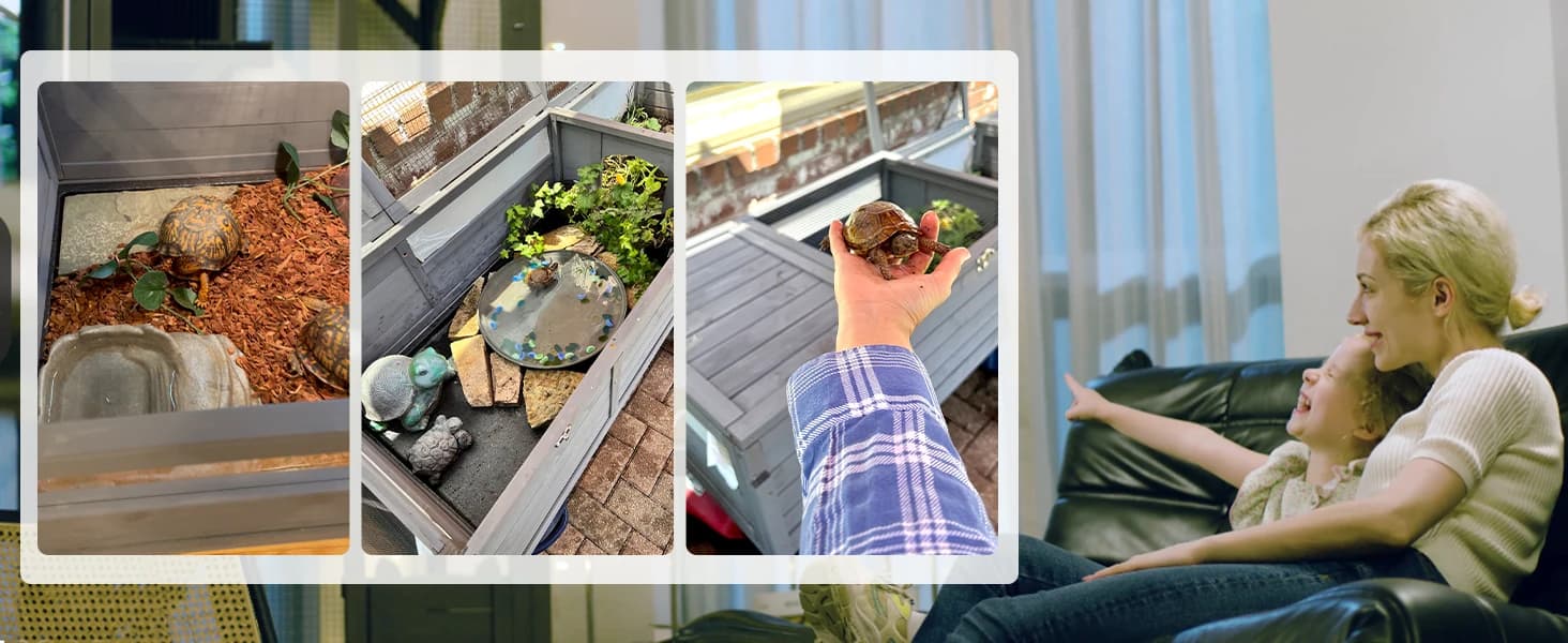 Wooden Tortoise House Large Tortoise Habitat Cage — Indoor Tortoises Enclosure for Small Animals — Make your pet even happier!