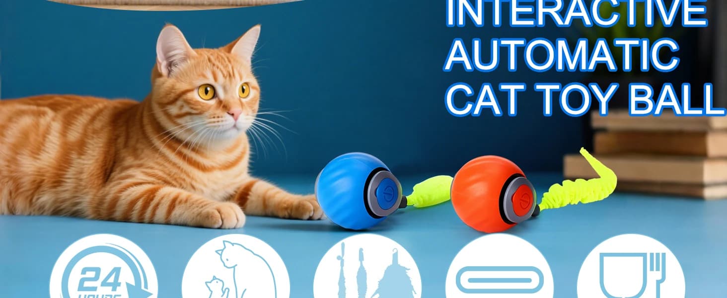 Interactive Cat Toy Ball - Automatic Interactive Cat Toys for Indoor Cats with 3 Tails — 2 Speeds Rechargeable — product details