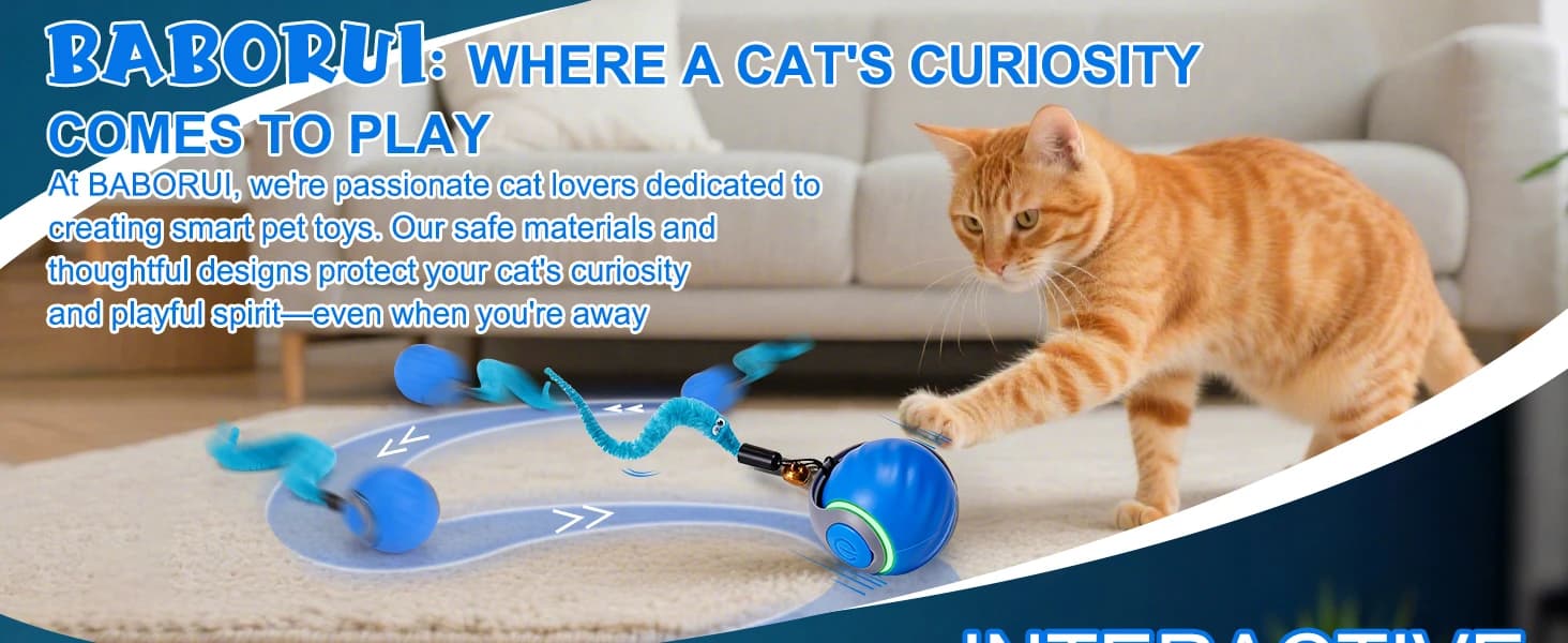 Interactive Cat Toy Ball - Automatic Interactive Cat Toys for Indoor Cats with 3 Tails — 2 Speeds Rechargeable — product details