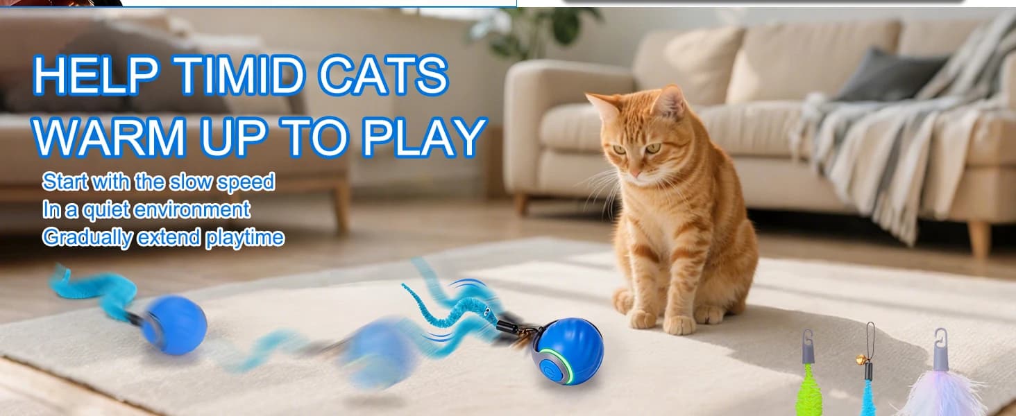 Interactive Cat Toy Ball - Automatic Interactive Cat Toys for Indoor Cats with 3 Tails — 2 Speeds Rechargeable — product details