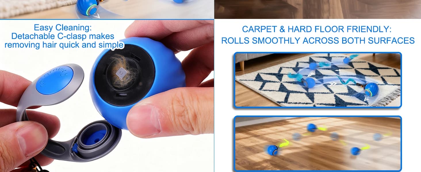 Interactive Cat Toy Ball - Automatic Interactive Cat Toys for Indoor Cats with 3 Tails — 2 Speeds Rechargeable — product details
