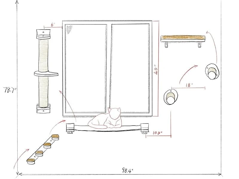 Cat Wall Shelves — 17 x 10 Inch — Installation Suggestion