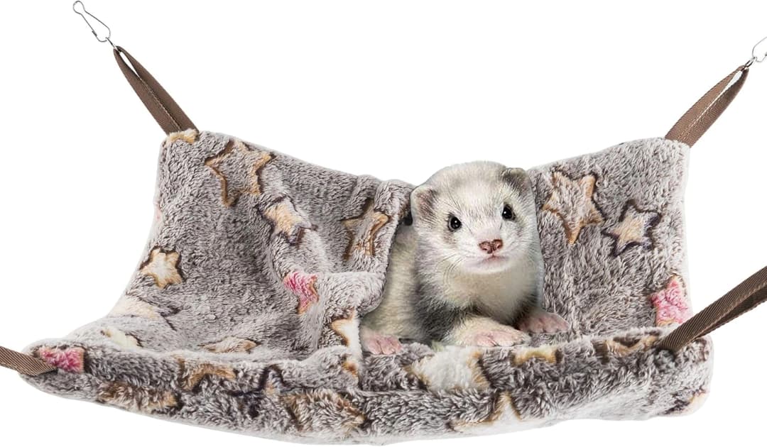 Hanging Hammock Nap Sack Swing Bag Pet Sleeper for Ferret Rat Sugar Glider and Other Small Animals (Cream