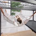 Hanging Hammock Nap Sack Swing Bag Pet Sleeper for Ferret Rat Sugar Glider and Other Small Animals (Cream