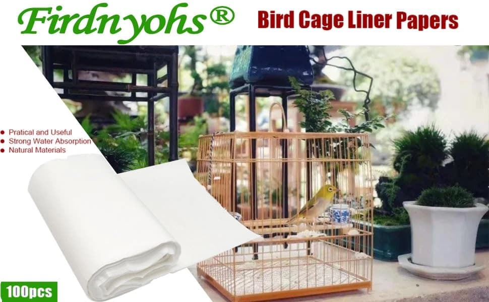 100PCS Bird Cage Liner Papers — Disposable Cage Paper Liners Precut Absorbent Cushion Pad Mat Accessories for — 100 Sheets Bird Cage Paper Liners — 11×20in Non-Woven Bird Cage Pads