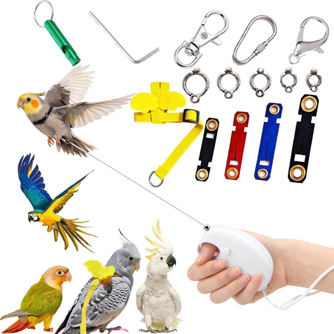 Retractable Bird Leashes — 20ft Lightweight Bite-Resistant Steel Wire