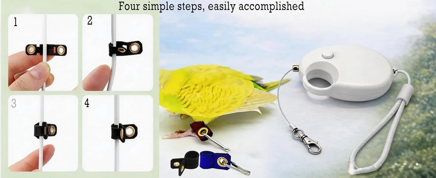 Retractable Bird Leashes — 20ft Lightweight Bite-Resistant Steel Wire — product details