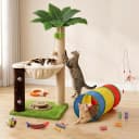 35" Cat Scratching Post with Bed and Toys Palm Tree Cat Tower