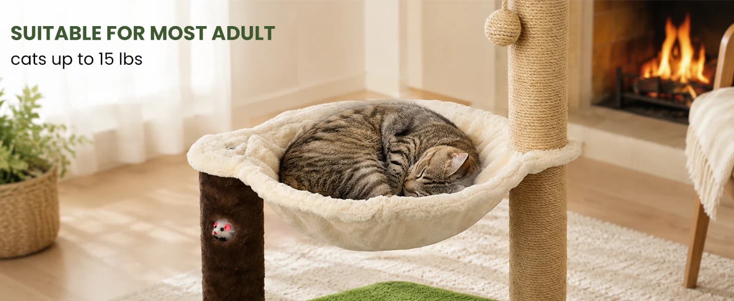 35" Cat Scratching Post with Bed and Toys Palm Tree Cat Tower — product details