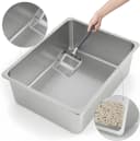 Large High Sided Stainless Steel Cat Litter Box — Non-Stick