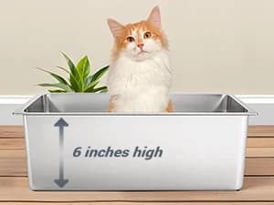 Large High Sided Stainless Steel Cat Litter Box — Non-Stick — Open Top Design