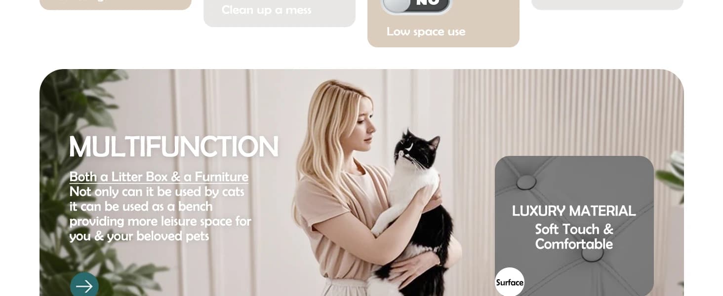 Cat Litter Box Enclosure Furniture Odor Control — Extra Large — product details