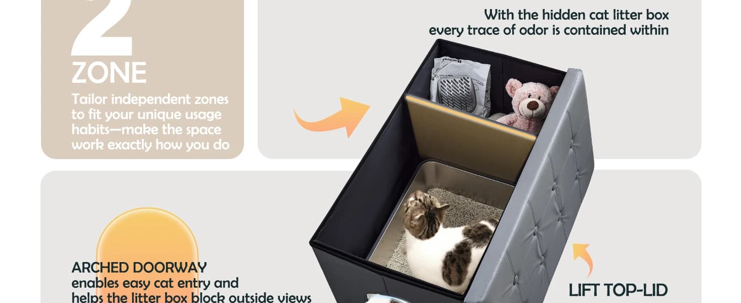 Cat Litter Box Enclosure Furniture Odor Control — Extra Large — product details