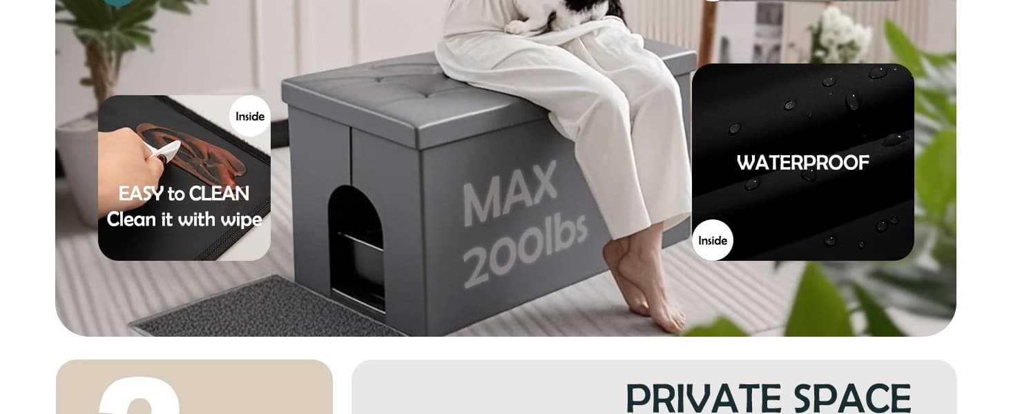 Cat Litter Box Enclosure Furniture Odor Control — Extra Large — product details
