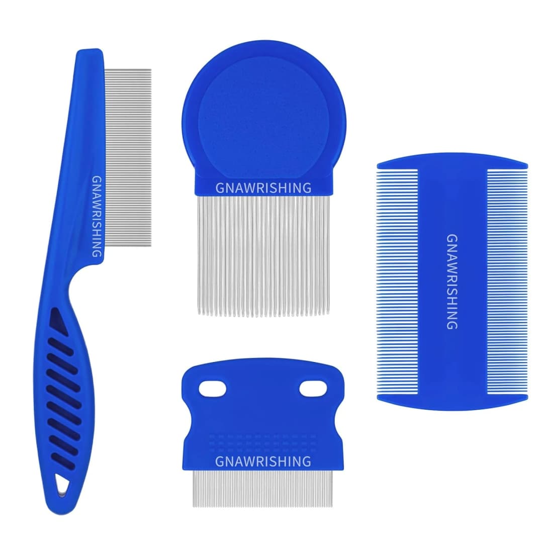 4-Pack Flea Comb for Dogs and Cats Stainless Steel Pet Grooming Comb Set