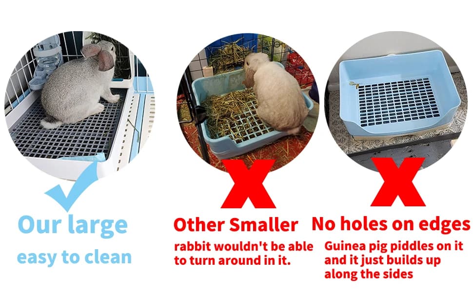 Rabbit Litter Box – Training Potty Tray for Guinea Pig and Small Pets · Spacious Grid Pan with Low Entrance — Small Animals Litter Box/Toilet Trainer/Training Pan