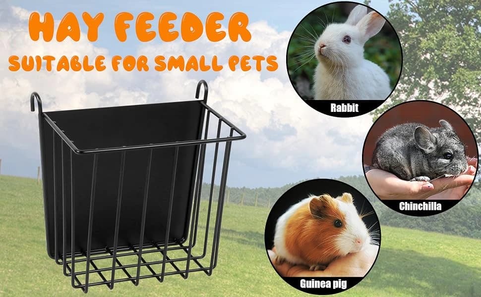 2PCS Rabbit Hay Feeder Guinea Pig Hay Feeder with Heavy-Duty Metal Frame Rabbit Hay Holder for Cage - Bunny Hay — Keep your rabbit happy and healthy