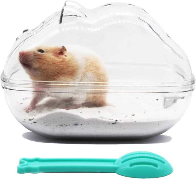 Hamster Sand Bath Container — Hamster Bathtub with Cleaning Scoop