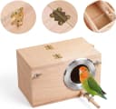 Wood Parakeet Nest Box with Natural Nesting Pads