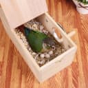 Wood Parakeet Nest Box with Natural Nesting Pads