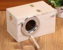 Wood Parakeet Nest Box with Natural Nesting Pads