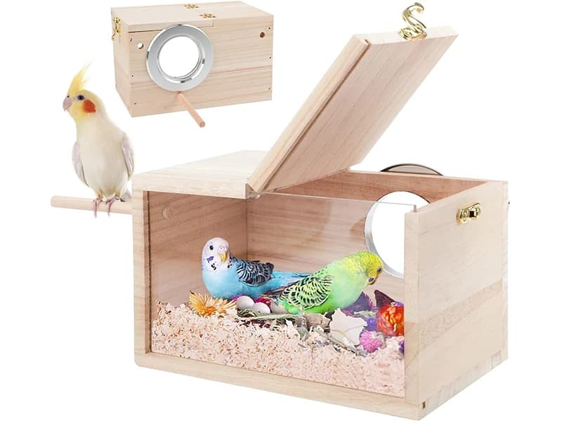 Parakeet Nesting Box — Cockatiel Bird Nest Box with Perch(S) — TRANSPARENT DESIGN