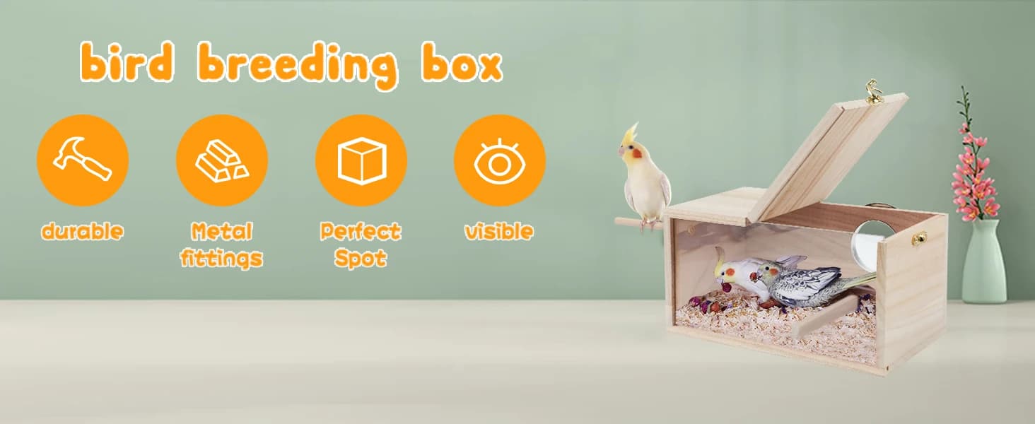 Parakeet Nesting Box — Cockatiel Bird Nest Box with Perch(S) — product details