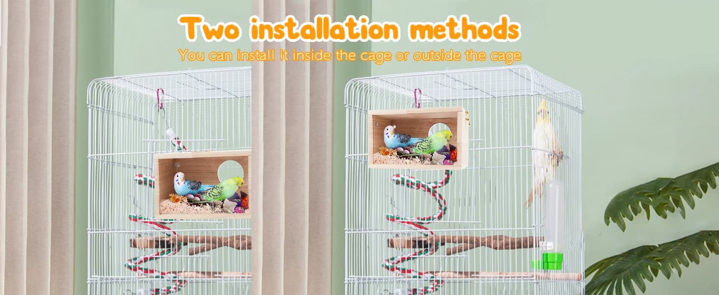 Parakeet Nesting Box — Cockatiel Bird Nest Box with Perch(S) — product details