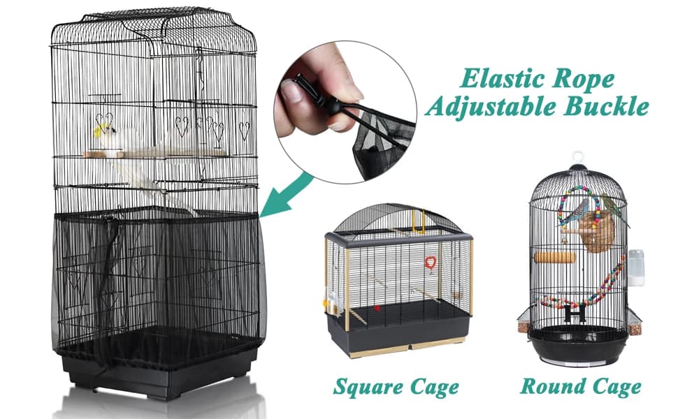 Bird Cage Seed Catcher — Universal Bird Cage Cover Skirt — Wide Range To Use