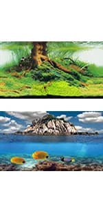 Aquarium Background Blue Black Fish Tank Background Picture 2 Sides Fish Backdrop for Aquarium Wallpaper 24" x 71" — product details