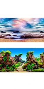 Aquarium Background Blue Black Fish Tank Background Picture 2 Sides Fish Backdrop for Aquarium Wallpaper 24" x 71" — product details