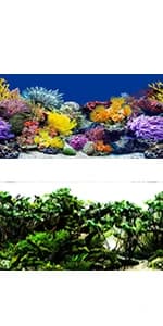 Aquarium Background Blue Black Fish Tank Background Picture 2 Sides Fish Backdrop for Aquarium Wallpaper 24" x 71" — product details