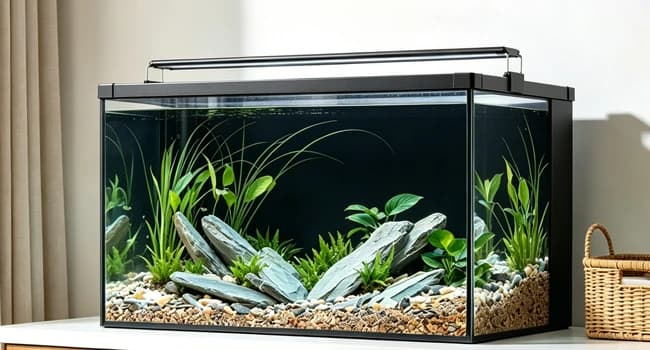 Black Aquarium Background Fish Tank Film — Static Cling — Fish Tank Aquarium Background Static Cling Poster