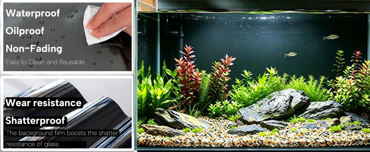 Black Aquarium Background Fish Tank Film — Static Cling — Fish Tank Wallpaper Static Cling Black Aquarium Background