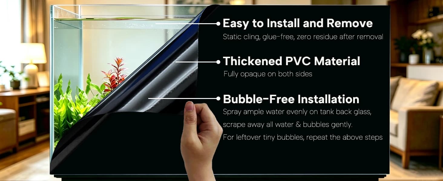 Black Aquarium Background Fish Tank Film — Static Cling — Static Cling Aquarium Background Black Background for Fish Tank