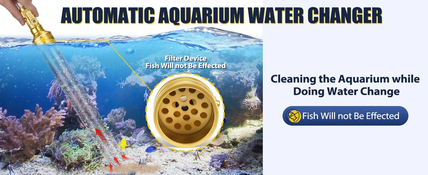 Gravel Vacuum for Aquarium Water Changer Fish Tank Cleaning Tools — Siphon Universal Quick Pump Aquarium Water — product details