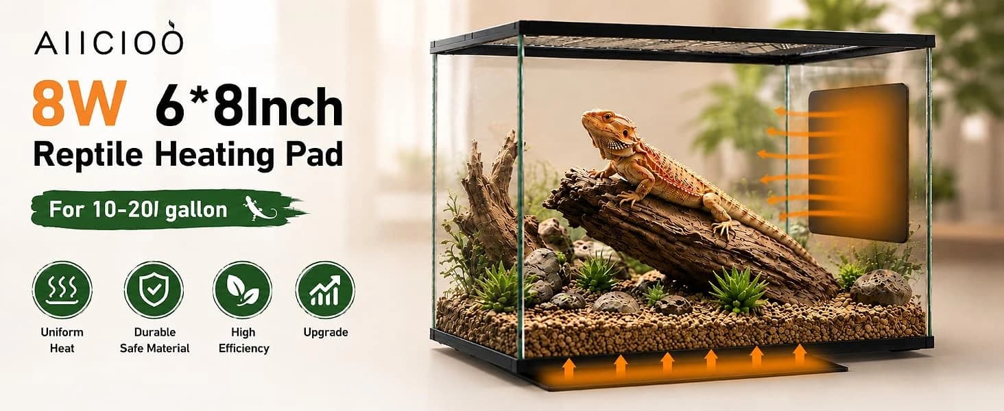 Reptile Heating Pad - Hermit Crab Heater Heat Mat for Reptiles Snake Lizard Terrarium 8 Watt — product details