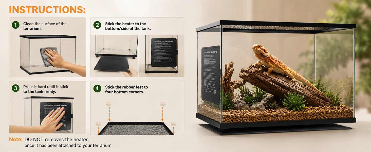 Reptile Heating Pad - Hermit Crab Heater Heat Mat for Reptiles Snake Lizard Terrarium 8 Watt — product details