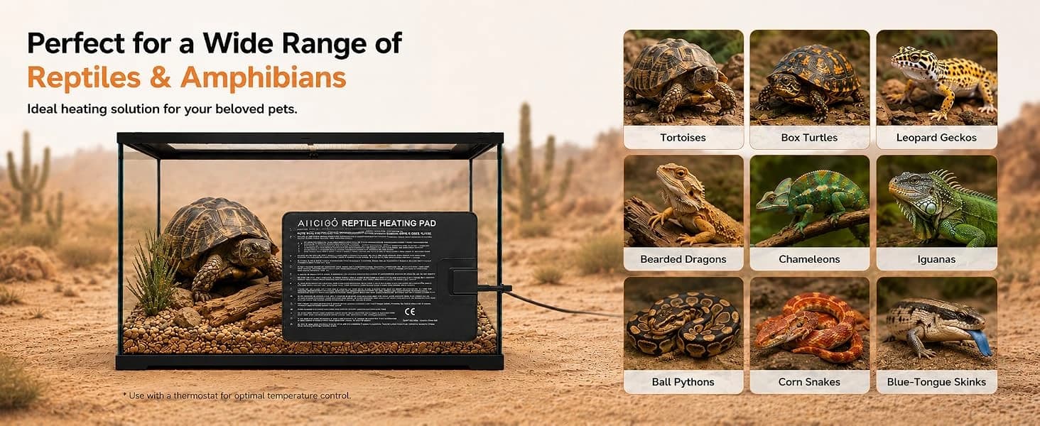 Reptile Heating Pad - Hermit Crab Heater Heat Mat for Reptiles Snake Lizard Terrarium 8 Watt — product details