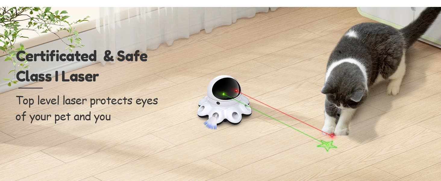 Cat Laser Toy — 2-in-1 Interactive Automatic Motion Activated Moving 8 Holes Whack A Mole Feather — collection imagery