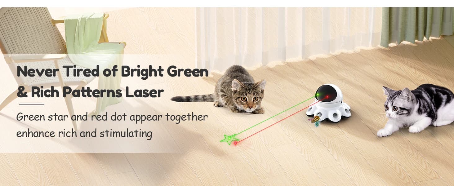 Cat Laser Toy — 2-in-1 Interactive Automatic Motion Activated Moving 8 Holes Whack A Mole Feather — collection imagery