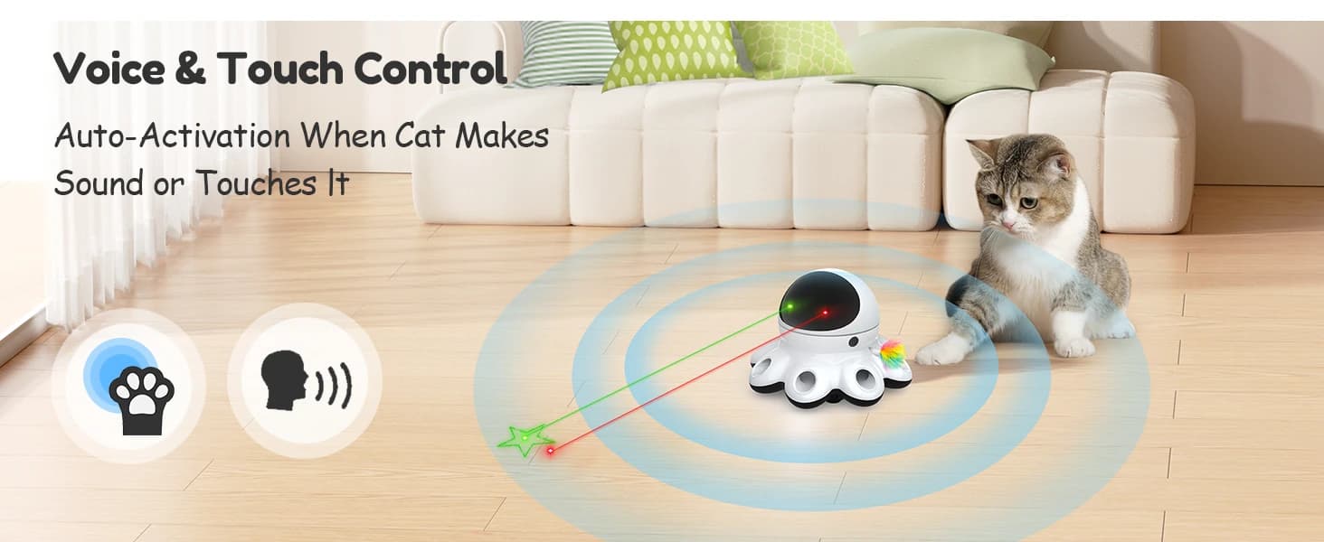 Cat Laser Toy — 2-in-1 Interactive Automatic Motion Activated Moving 8 Holes Whack A Mole Feather — collection imagery