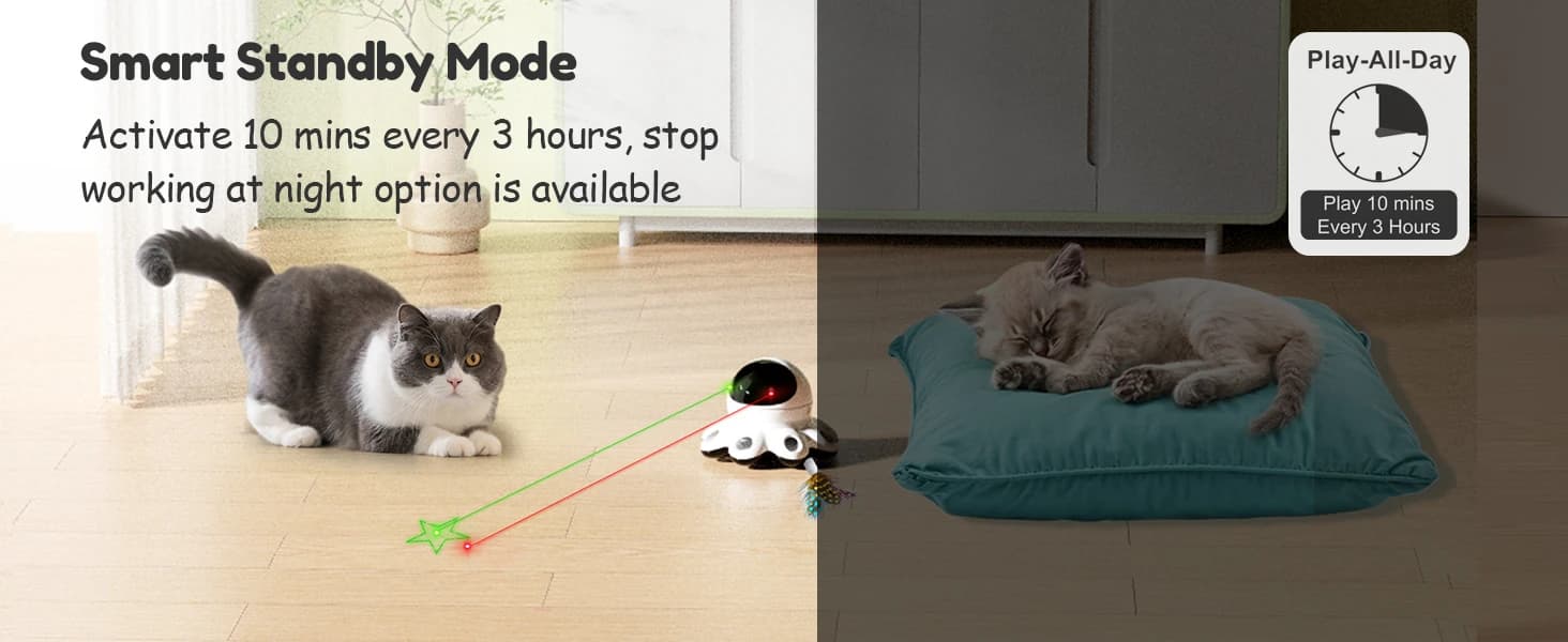 Cat Laser Toy — 2-in-1 Interactive Automatic Motion Activated Moving 8 Holes Whack A Mole Feather — collection imagery