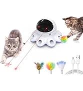 Cat Laser Toy — 2-in-1 Interactive Automatic Motion Activated Moving 8 Holes Whack A Mole Feather — collection imagery